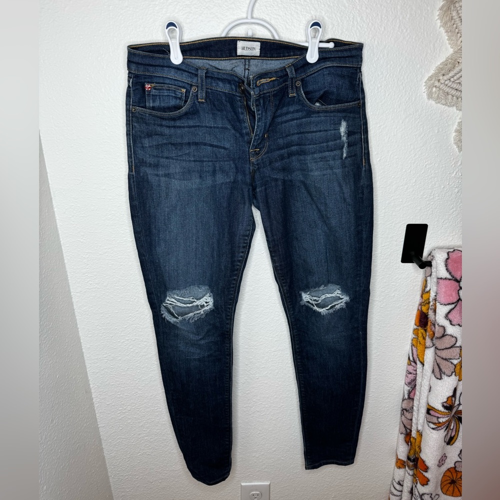Hudson Jeans Blue Skinny Distressed Denim